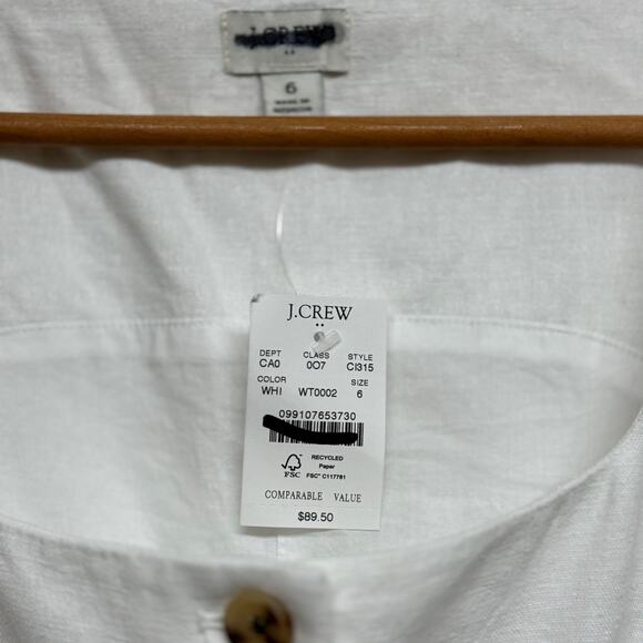 J.Crew Square-Neck Linen-Blend Vest in Stone Ivory – Size 6 NWT - Picture 5 of 7